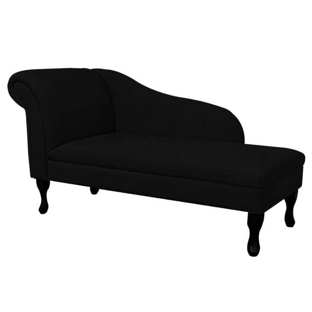 Handmade Plush Black Chaise Longue Classic Queen Anne Style - image 1