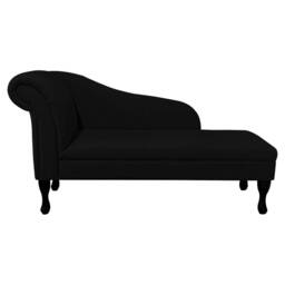 Handmade Plush Black Chaise Longue Classic Queen Anne Style - thumbnail 2
