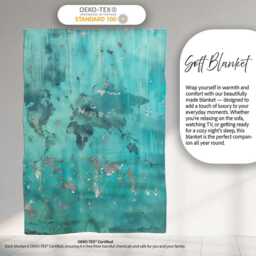 Turquoise Child Holding Moon Globe Street Art, All Season Comfort, Thoughtful Housewarming Gift - Super Soft Fleece Blanket Bed Sofa Throw - thumbnail 3