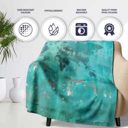 Turquoise Child Holding Moon Globe Street Art, All Season Comfort, Thoughtful Housewarming Gift - Super Soft Fleece Blanket Bed Sofa Throw - thumbnail 2