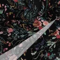 Botanical Sheets - Fable Floral By Nouveau_Bohemian Distressed Boho Black & Pink Cotton Sateen Sheet Set Bedding Spoonflower - thumbnail 2