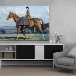 Alfred Munnings, Lady On A Horse, Wall Art, Hangins, Mounted Canvas Print Ready To Hang - thumbnail 2
