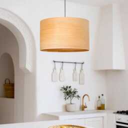 Maple Wood Pendant Light, Elegant Mid Century Chandelier Lighting, Modern Hanging Lamp - thumbnail 2