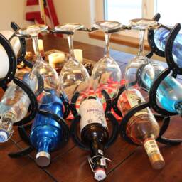 Horseshoe Wine Rack With Glass Holder, Gifts For Women, Ranch Decor, Home Bar Accessories, Countertop Rack, Unique Wedding Gift - thumbnail 2