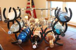 Horseshoe Wine Rack With Glass Holder, Gifts For Women, Ranch Decor, Home Bar Accessories, Countertop Rack, Unique Wedding Gift