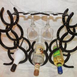 Horseshoe Wine Rack With Glass Holder, Gifts For Women, Ranch Decor, Home Bar Accessories, Countertop Rack, Unique Wedding Gift - thumbnail 4