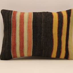 Vintage Turkish Kilim Pillow Cover 14x20 Boho Cushion - thumbnail 2