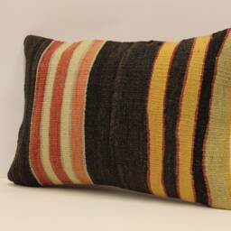 Vintage Turkish Kilim Pillow Cover 14x20 Boho Cushion - thumbnail 3