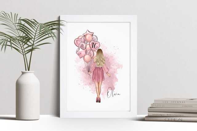 Personalised 16Th Birthday Print, Girl Gift, Custom Wall Art Framed Picture, Present For Her, Friend, Daughter, Granddaughter Nl - image 1