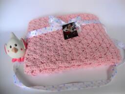 Crochet Alpaca Baby Blanket Pink Wild Rose Crib Blanket - thumbnail 1