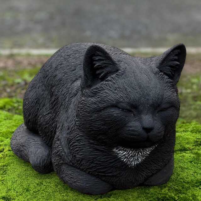 Black Cat Statue Concrete Pet Sculpture Stone Kitty Home Decor Cement Kitten Figurine Handcrafted Memorial Ornament Kitty Lover Gift - image 1
