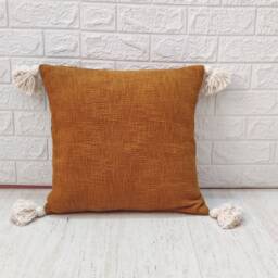Yellow Hand Loom Woven Cotton Cushion Cover Textured Boho Pillow - thumbnail 1