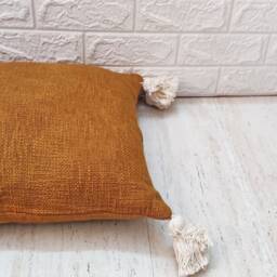 Yellow Hand Loom Woven Cotton Cushion Cover Textured Boho Pillow - thumbnail 4