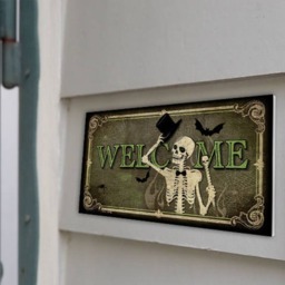 Gothic Welcome Sign, Wall Decor, Gothic Decor, Skulls Decor, Home Decor, Door Sign, Front Door Sign, Skulls Signs, Housewarming Gifts, Gift Ideas - thumbnail 2