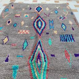 Gray Beni Ouarain Moroccan Wool Handmade Rug - thumbnail 3