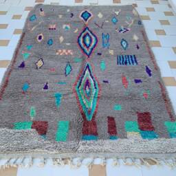 Gray Beni Ouarain Moroccan Wool Handmade Rug - thumbnail 2
