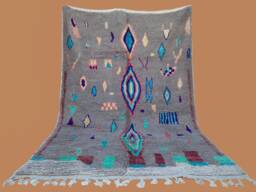 Gray Beni Ouarain Moroccan Wool Handmade Rug - thumbnail 1