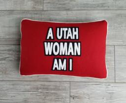 University Of Utah, A Utah Woman Am I Letterman Pillow, Utes, Go Utes - thumbnail 1
