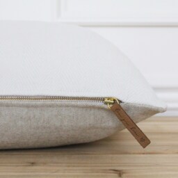White Herringbone Linen Pillow Cover Decorative Lumbar Custom Throw Covers Designer Cushion - Ava - thumbnail 3