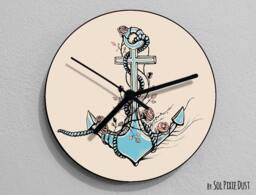 Rose Ship Anchor Wall Clock - Kids Nursery Room, Teens Baby Room - thumbnail 1