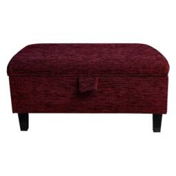 storage Footstool, Ottoman, Pouffe in A Portobello Boucle Claret Fabric On Black Tapered Legs - thumbnail 3