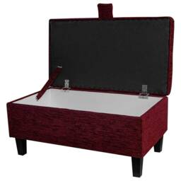 storage Footstool, Ottoman, Pouffe in A Portobello Boucle Claret Fabric On Black Tapered Legs - thumbnail 2
