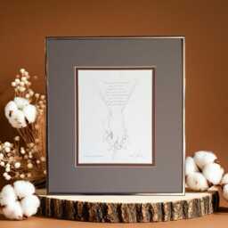 Moment By Quill Pen Dot Drawing Art Print Holding Hands, Framed, Signed & Numbered - thumbnail 1