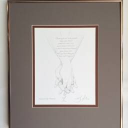 Moment By Quill Pen Dot Drawing Art Print Holding Hands, Framed, Signed & Numbered - thumbnail 3