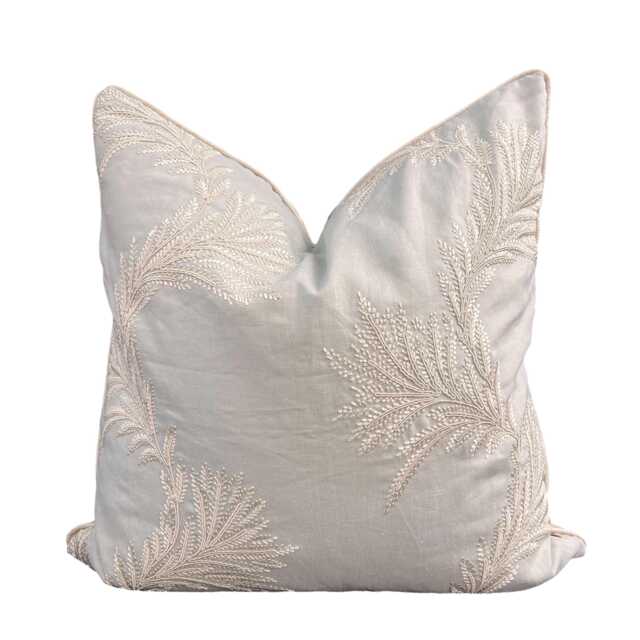 Colefax & Fowler Lavinia Luxury Designer Embroidered Pale Blue Neutral Cushion Pillow Cover - image 1