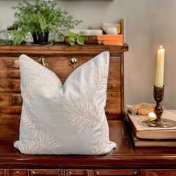 Colefax & Fowler Lavinia Luxury Designer Embroidered Pale Blue Neutral Cushion Pillow Cover - thumbnail 2