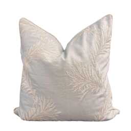 Colefax & Fowler Lavinia Luxury Designer Embroidered Pale Blue Neutral Cushion Pillow Cover - thumbnail 1