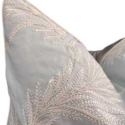 Colefax & Fowler Lavinia Luxury Designer Embroidered Pale Blue Neutral Cushion Pillow Cover - thumbnail 3