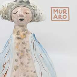 Handmade Ceramic Angel Wall Hanging Terracotta Whimsical Sculpture - thumbnail 1