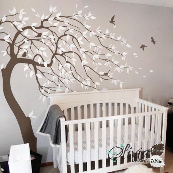 Large Nursery Blowing Tree Wall Mural Decal Sticker -Nt032 - image 1
