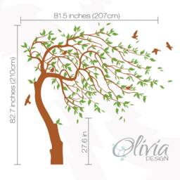 Large Nursery Blowing Tree Wall Mural Decal Sticker -Nt032 - thumbnail 4