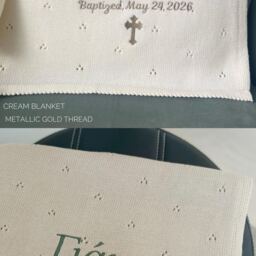 Personalized Knit Baby Blanket Pointelle Swaddle, Newborn Gift, Baby Announcement, Shower, Arabic Hebrew Embroidery, Baptism - thumbnail 3