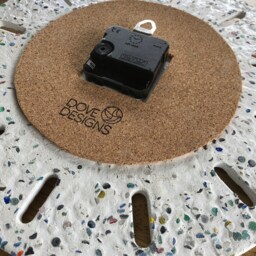 White Wall Clock Handmade Recycled Plastic Dots, Silent Movement - thumbnail 2