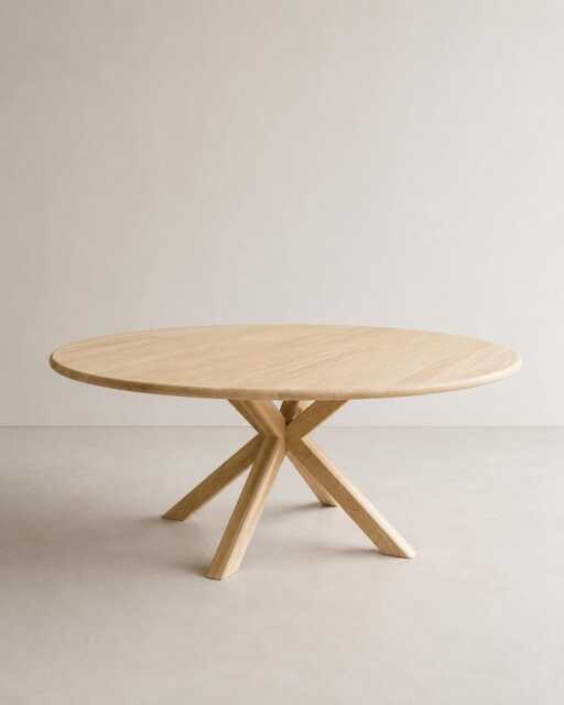 Solid Oak Round Dining Table With Pedestal Base - Handmade in Britain Kalma Collection - image 1