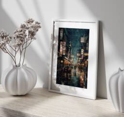 Tokyo Street Scene Wall Art Print Framed Or Unframed Japanese Urban Decor Aesthetic Poster Modern Home Interior Gift - thumbnail 1