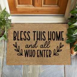 Bless This Home & All Who Enter Doormat - Warm Faithful Welcome Mat, Graceful Entry Rug, Prayerful Decor, Christian Gift Coir Mat - thumbnail 3