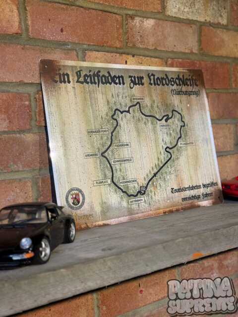 N??rburgring Street Sign 70's Retro Vintage Style Rusty Metal Mancave Wall Art - image 1
