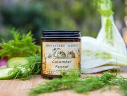 Natural Eco Soy Candle Cucumber Fennel, Hostess Gifts, Scented Hand Poured Vegan Candle, 4 Oz, Gift For Vegetarian, California Candles - thumbnail 1