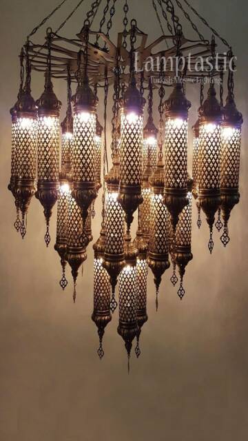 Lamptastico Extra Large Handmade Blow Glass Stunning Chandelier, Hotel Chandelier, Moroccan Decor, Bohemian Lamps Lighting