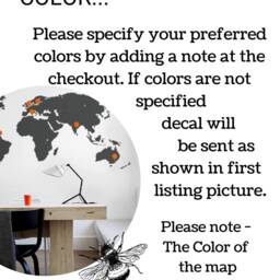 Push Pin Decal- Large World Map Wall Sticker With Point Signs, Travelers Dream - Wm004 - thumbnail 2