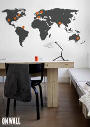Push Pin Decal- Large World Map Wall Sticker With Point Signs, Travelers Dream - Wm004 - thumbnail 1