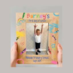 First Day Of School Personalised Solid Oak Photo Frame, Starting Nursery, Pre-School, Starter Gift, Son, Daughter, Girl, Boy, Pencils - thumbnail 4