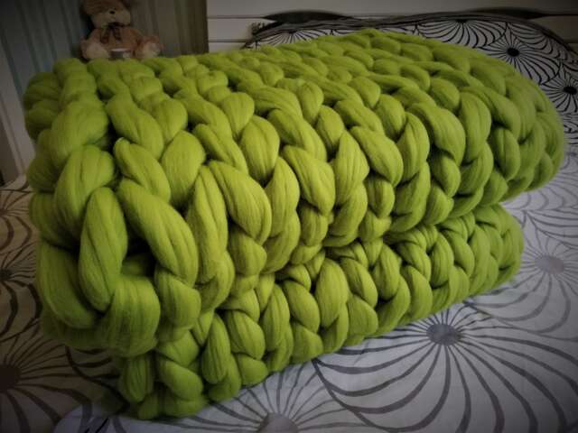 Handmade Chunky Merino Wool Blanket Arm Knit, Super Bulky - image 1