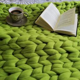 Handmade Chunky Merino Wool Blanket Arm Knit, Super Bulky - thumbnail 3