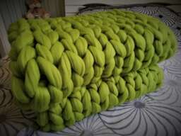 Handmade Chunky Merino Wool Blanket Arm Knit, Super Bulky