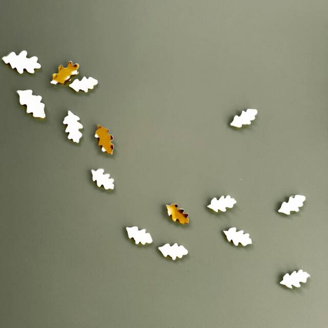 Large Ceramic Oak Leaf Original Wall Art White & Gold Porcelain Sculptures - 15 - image 1